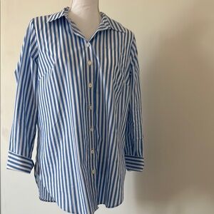 Talbots Blue and White Striped Button Down Shirt